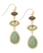 Inc International Concepts Gold-tone Green-stone Triple Drop Earrings, Only At Macy's