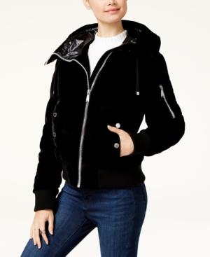 Bcbgeneration Hooded Velvet Bomber Coat