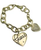 Guess Gold-tone Pave Double Heart Charm Bracelet