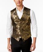 Tallia Men's Black And Gold Paisley Vest