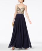 Xscape Embellished Embroidered Chiffon Gown