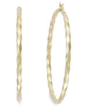 Twist Hoop Earrings In 14k Gold Vermeil, 60mm