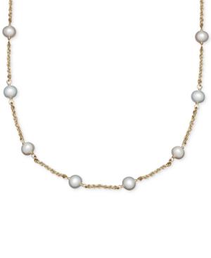 Cultured Freshwater Pearl Station Necklace In 14k Gold (6mm)