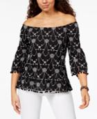 Style & Co Cotton Pom-pom-trim Top, Created For Macy's
