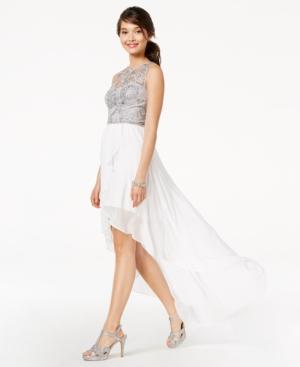 City Triangles Juniors' Embroidered & Embellished High-low Dress