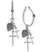 Lucky Brand Silver-tone Rock 'n Roll Charm Hoop Earrings