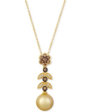 Le Vian Cultured Golden South Sea Pearl (9mm) & Diamond (1/3 Ct. T.w.) 20 Pendant Necklace In 14k Gold