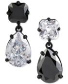 Betsey Johnson Black-tone Clear And Black Crystal Mismatch Earrings