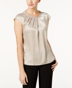 Kasper Pleated Charmeuse Top, Regular & Petite