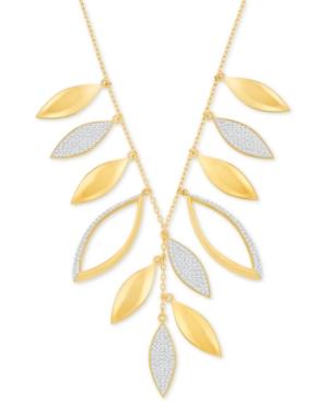 Swarovski Gold-tone Pave Leaf Statement Necklace