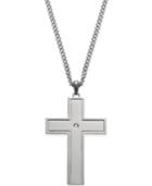 Men's Cubic Zirconia Accent Reversible Cross Pendant Necklace In Stainless Steel