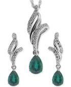 Emerald (3/4 Ct. T.w.) And White Topaz (3/8 Ct. T.w.) Jewelry Set In Sterling Silver