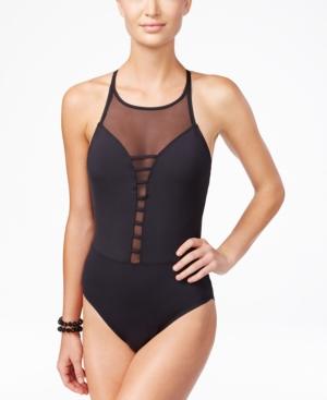 Bleu By Rod Beattie Illusion Mesh High-neck One-piece Swimsuit Women's Swimsuit