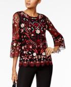 Alfani Embroidered Bell-sleeve Top In Regular & Petite Sizes, Created For Macy's