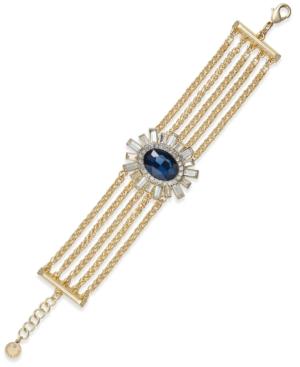 Charter Club Gold-tone Blue Stone And Crystal Link Bracelet, Only At Macy's