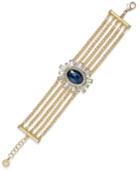 Charter Club Gold-tone Blue Stone And Crystal Link Bracelet, Only At Macy's