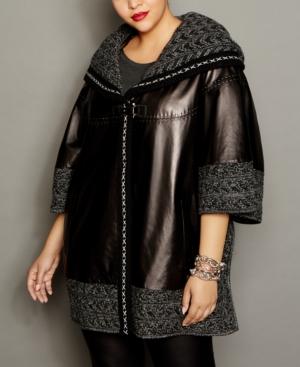 The Fur Vault Knit-trim Leather Cape