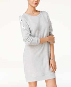 Planet Gold Juniors' Lace-up Sweatshirt Dress