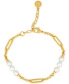 Majorica Gold-tone Imitation Pearl Station Bracelet