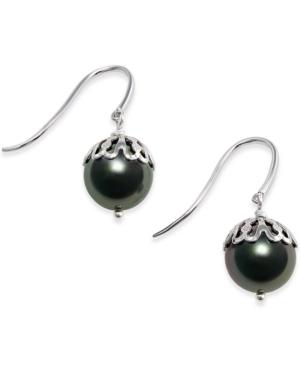 Tahitian Freshwater Pearl (10-11mm) Drop Earrings In Sterling Silver