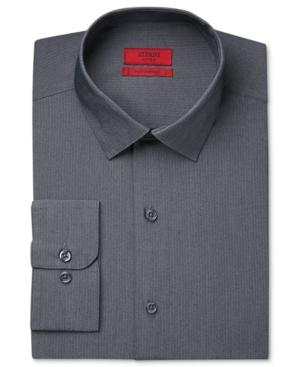 Alfani Men's Fitted Performance Dark Gray White Micro-stripe Dress Shirt, Only At Macy's