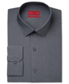 Alfani Men's Fitted Performance Dark Gray White Micro-stripe Dress Shirt, Only At Macy's