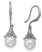 Charter Club Silver-tone Glass Crystal And Faux Pearl Drop Earrings