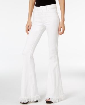 Love Moschino Fringe-trim White Wash Flare-leg Jeans