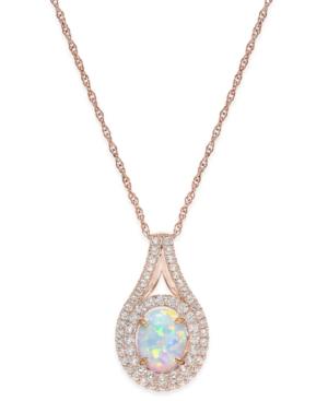 Lab-created Opal (1 Ct. T.w.) And White Sapphire (3/4 Ct. T.w.) Pendant Necklace In 14k Rose Gold-plated Sterling Silver