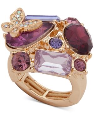 Anne Klein Gold-tone Crystal Cluster Butterfly Stretch Ring