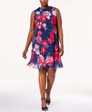 Sl Fashions Plus Size Floral Chiffon Shift Dress