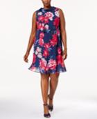 Sl Fashions Plus Size Floral Chiffon Shift Dress