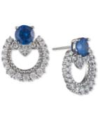 Marchesa Silver-tone Cubic Zirconia Link Button Earrings, Created For Macy's