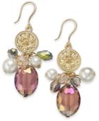 Charter Club Gold-tone Coin, Bead & Imitation Pearl Drop Earrings, Created For Macy's