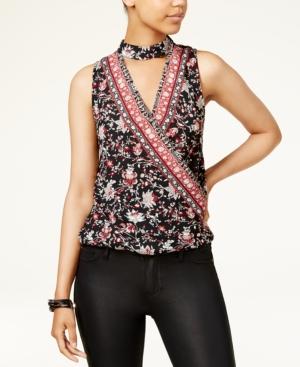 Bcx Juniors' Printed Surplice Chocker Top