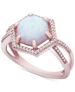 Opal (1-1/10 Ct. T.w) & Diamond (1/8 Ct. T.w.) Ring In 14k Rose Gold