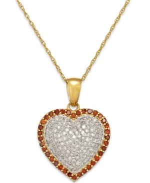 White And Red Diamond Heart Pendant Necklace In 10k Gold (1/2 Ct. T.w.)