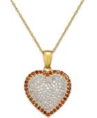 White And Red Diamond Heart Pendant Necklace In 10k Gold (1/2 Ct. T.w.)