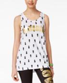 Material Girl Active Juniors' Metallic Graphic Strappy-back Tank Top, Created For Macy's