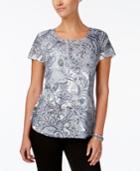 Style & Co Petite Printed Embellished T-shirt, Created For Macy's