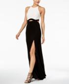 Blondie Nites Juniors' Colorblocked Lace Infinity-waist Gown