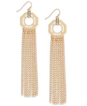 Thalia Sodi Gold-tone Pave Octagon & Chain Fringe Drop Earrings, Created For Macy's