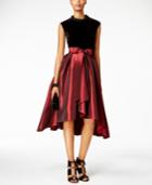 Sl Fashions Velvet Taffeta Fit & Flare Dress