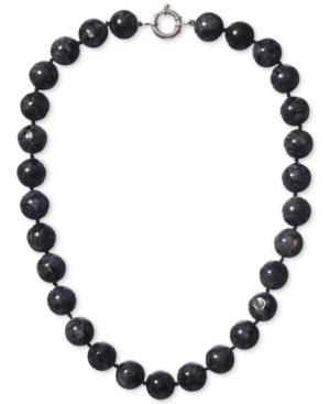 Labradorite Bead Knotted Necklace (14mm) In Sterling Silver