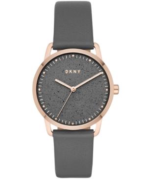 Dkny Women's Greenpoint Gray Leather Strap Watch 36mm, Created For Macy's