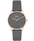 Dkny Women's Greenpoint Gray Leather Strap Watch 36mm, Created For Macy's