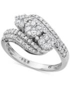 Diamond Three-stone Bypass Ring In Sterling Silver (1 Ct. T.w.)