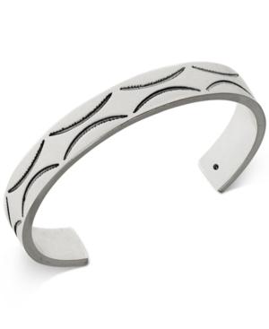 R.t. James Men's Silver-tone Etched Cuff Bracelet