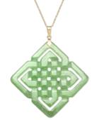 14k Gold Necklace, Jade Large Cutout Weave Pendant