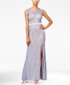 City Studios Juniors' Embellished Lace A-line Gown